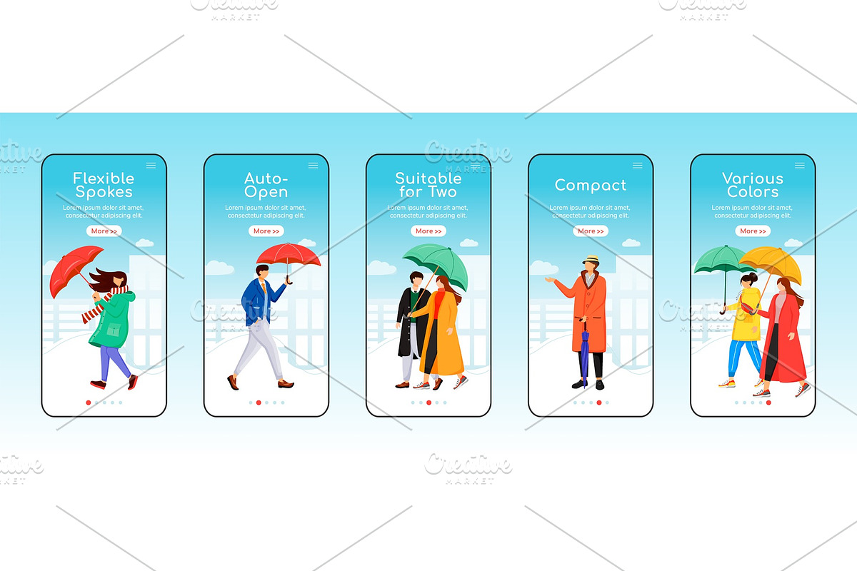 Umbrellas onboarding app screen in App Templates - product preview 8
