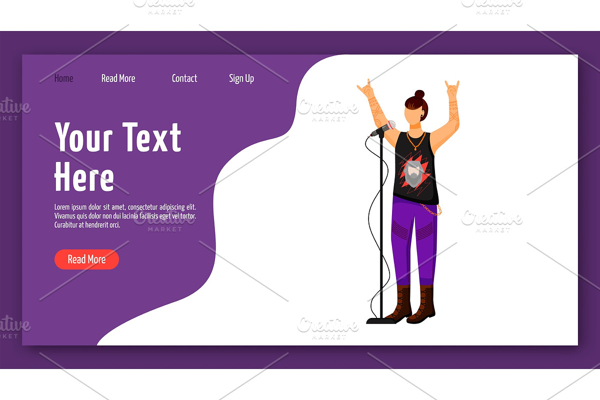 Rock band singer landing page in Landing Page Templates - product preview 8