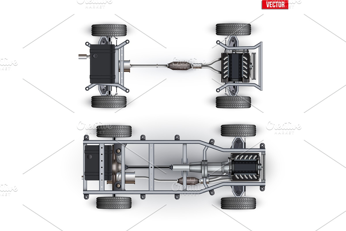 Set of Car rolling Chassis in Illustrations - product preview 8