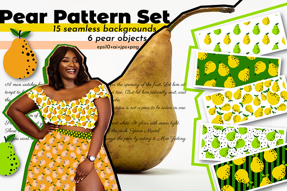 Pear fruit pattern illustration in Patterns - product preview 9