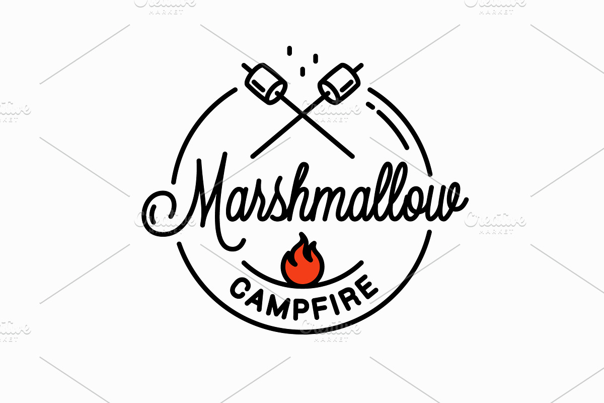Marshmallows campfire logo. in Illustrations - product preview 8