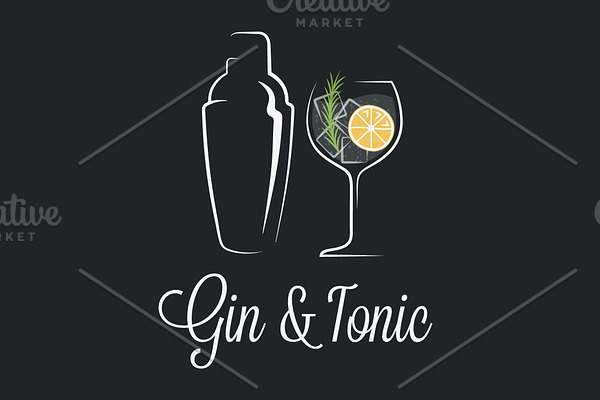 Gin tonic cocktail logo.
