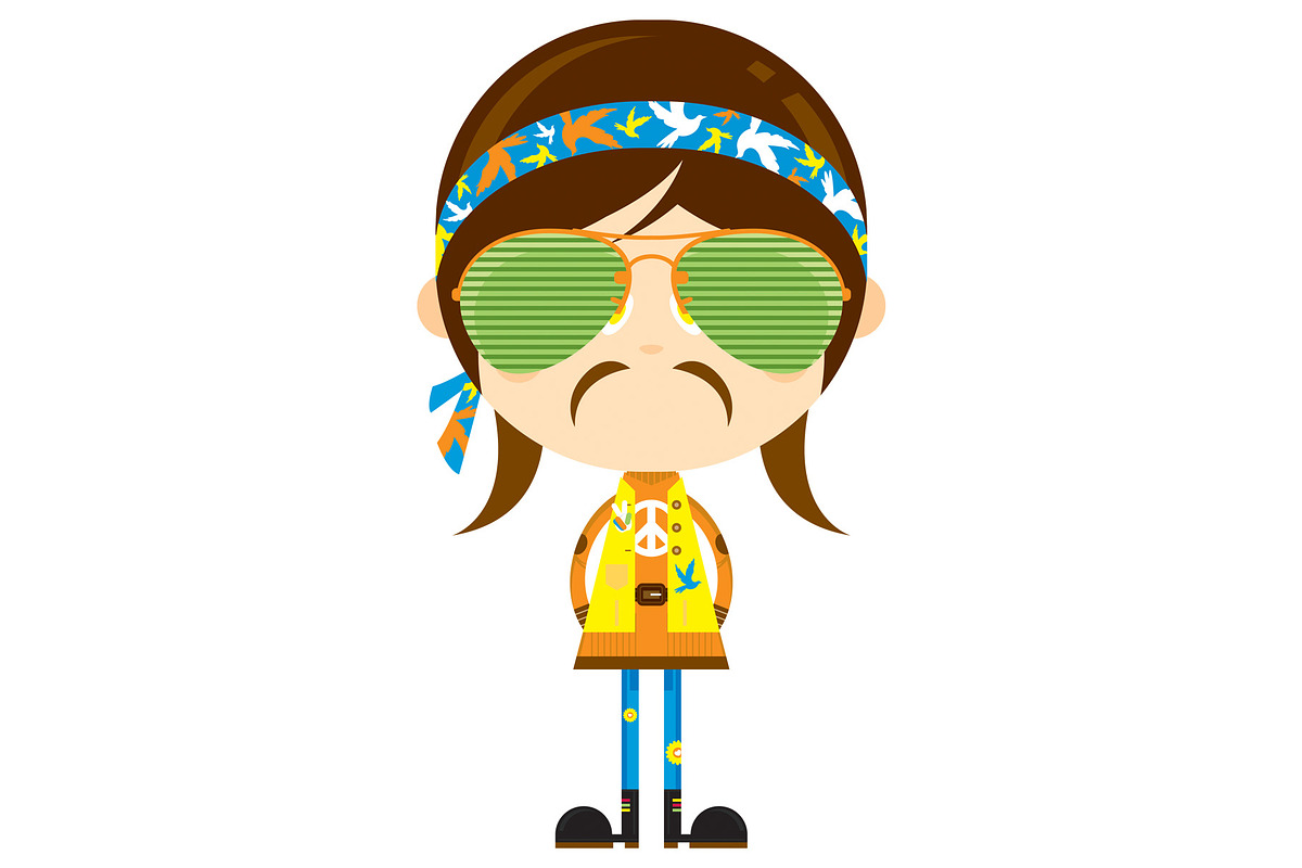 Cartoon Hippie in Shades in Illustrations - product preview 8