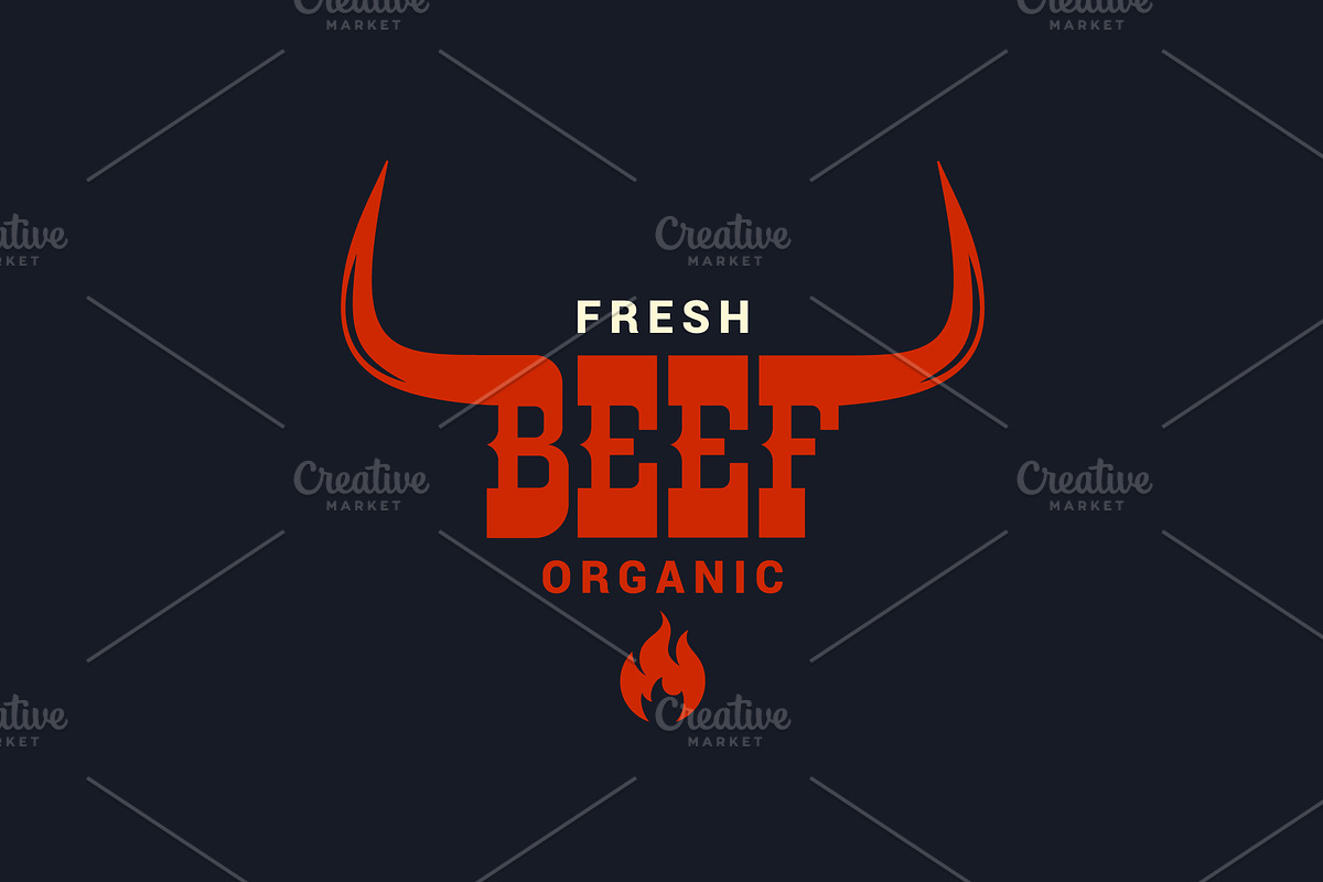 Beef bull logo. Steak grilled. in Illustrations - product preview 8