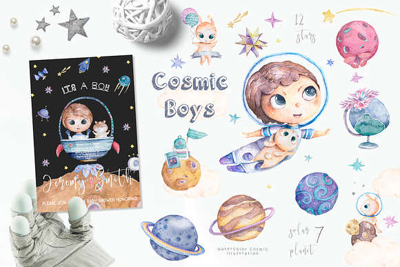 Cosmic Adventure Watercolor Set in Illustrations - product preview 7
