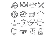 Cooking line icons set on white