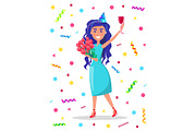 Birthday Girl Holding Bouquet of