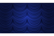 Blue curtain. Closed curtain vector