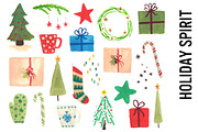 Holiday Spirit Watercolor Clipart