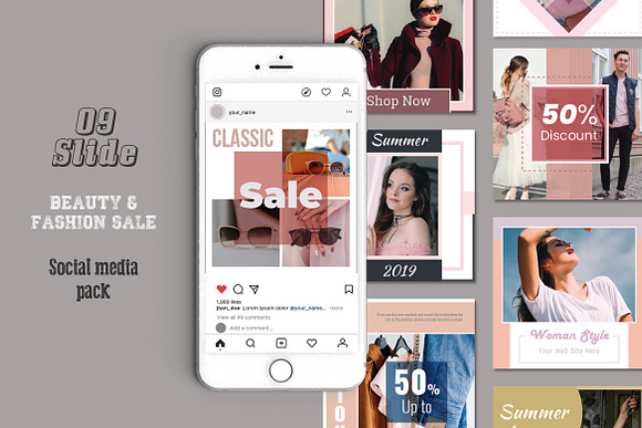 Beauty & Fashion Social Media Pack in Instagram Templates - product preview 3