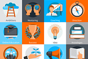 Mentoring and coaching skills icons
