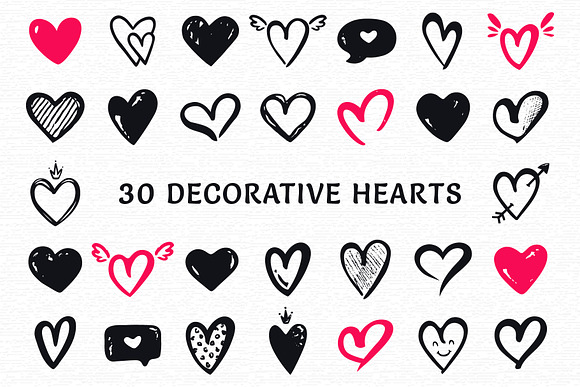 Hand drawn hearts. Big collection. in Illustrations - product preview 1
