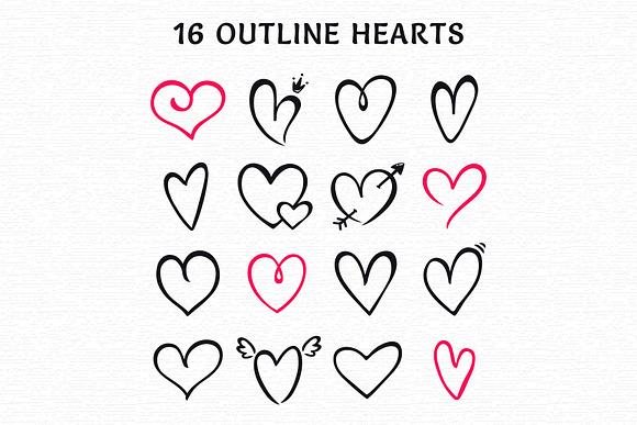 Hand drawn hearts. Big collection. in Illustrations - product preview 3