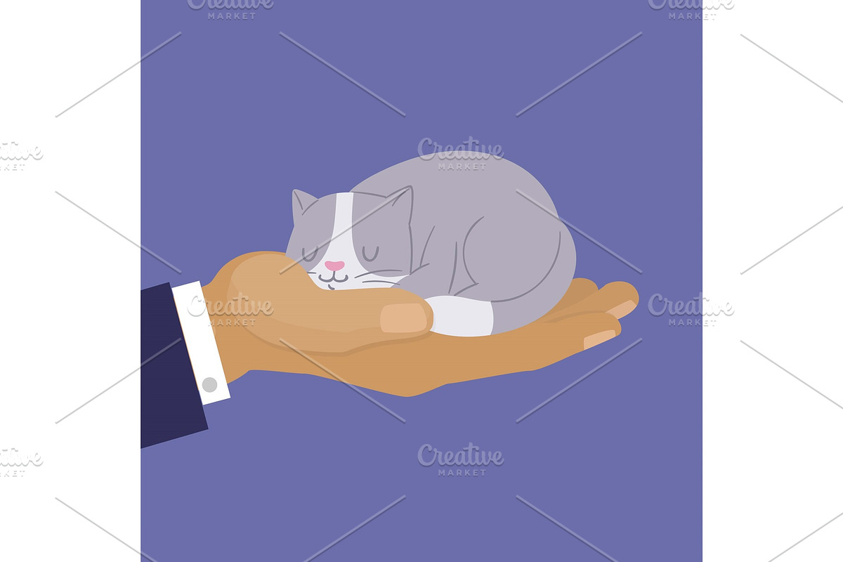 Cute cat, cartoon kitten dreaming on in Illustrations - product preview 8