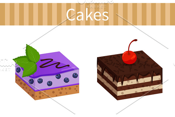 Two Tasty Cheesecakes Posters Vector