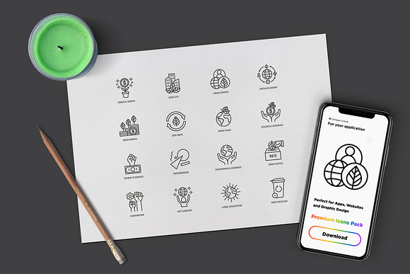Green Economy | 16 Thin Line Icons in Icons - product preview 4