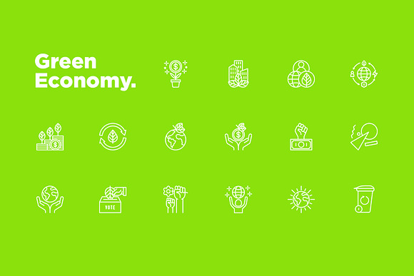 Green Economy | 16 Thin Line Icons in Icons - product preview 5