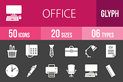 50 Office Glyph Inverted Icons