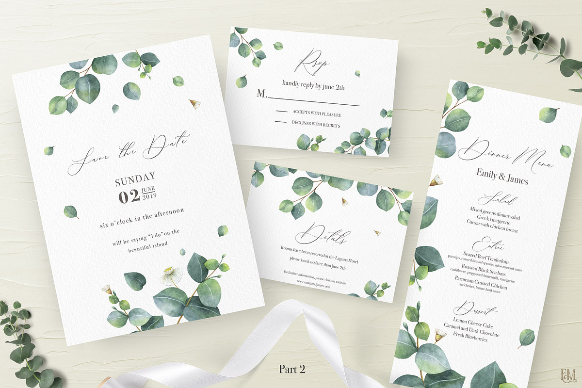 Wedding Eucalyptus Suite. Part 2 in Wedding Templates - product preview 8