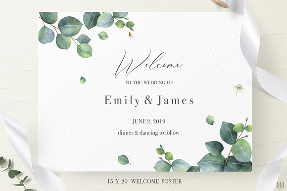 Wedding Eucalyptus Suite. Part 2 in Wedding Templates - product preview 1