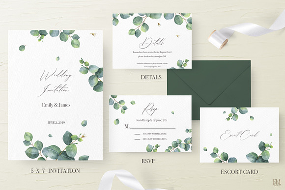 Wedding Eucalyptus Suite. Part 2 in Wedding Templates - product preview 5