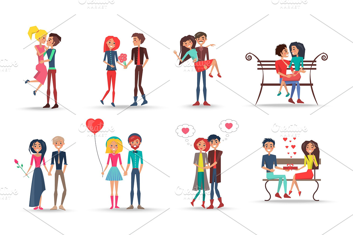 Concept of Couples in Love on White in Illustrations - product preview 8