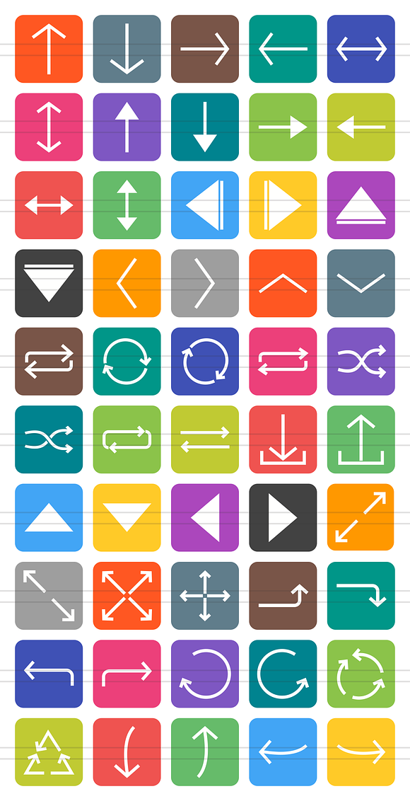 50 Arrows Flat Round Corner Icons in Graphics - product preview 1