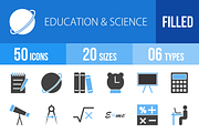 50 Education & Science Blue & Black