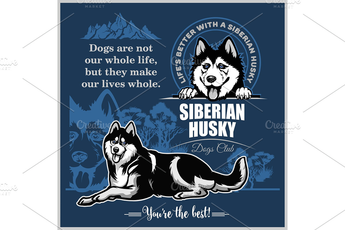 Siberian Husky - vector set for t in Illustrations - product preview 8
