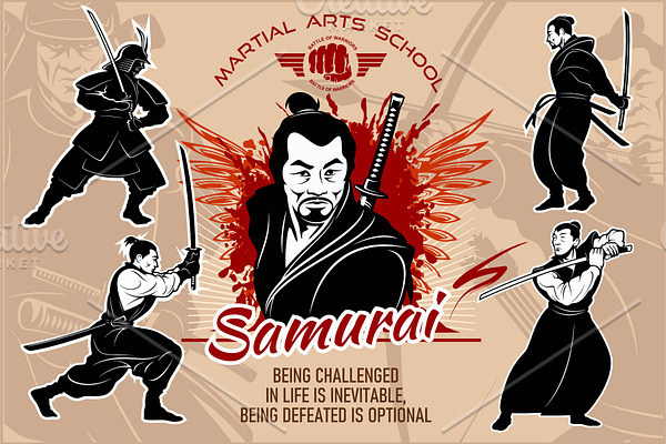 Samurai warriors - vector set