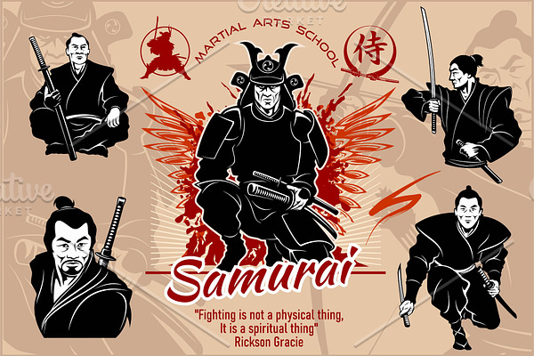 Samurai warriors - vector set