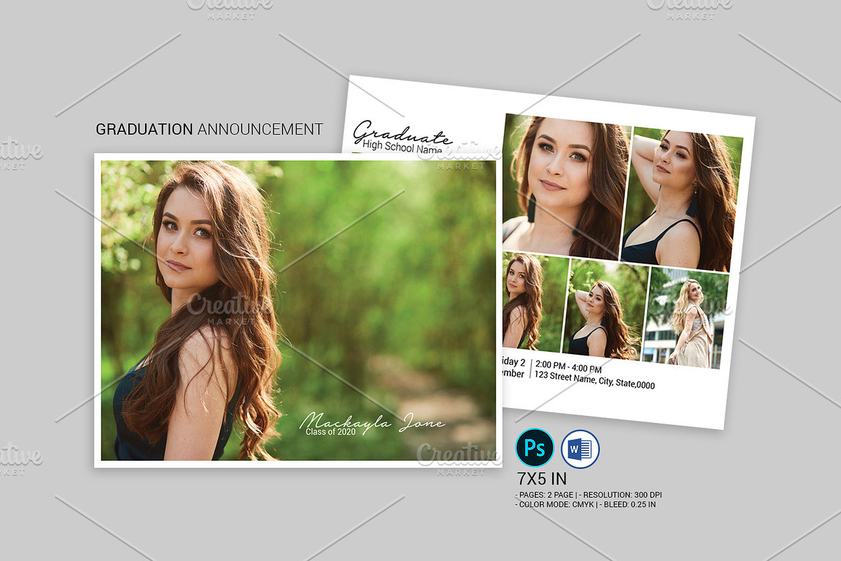 Senior Graduation Announcement V-11 in Card Templates - product preview 8