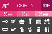 50 Objects Glyph Inverted Icons