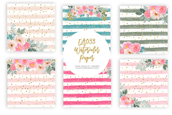 Pink Floral Digital Paper Pack in Textures - product preview 2