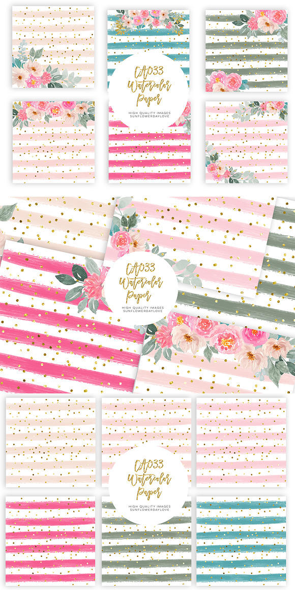 Pink Floral Digital Paper Pack in Textures - product preview 4