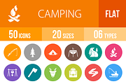 50 Camping Flat Round Icons