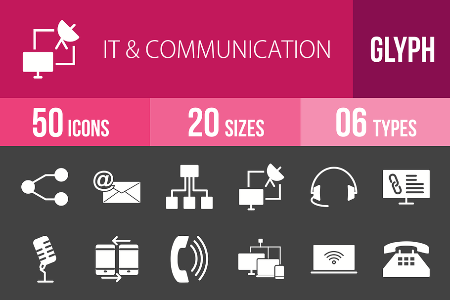 50 IT & Communication Glyph Inverted in Icons - product preview 8