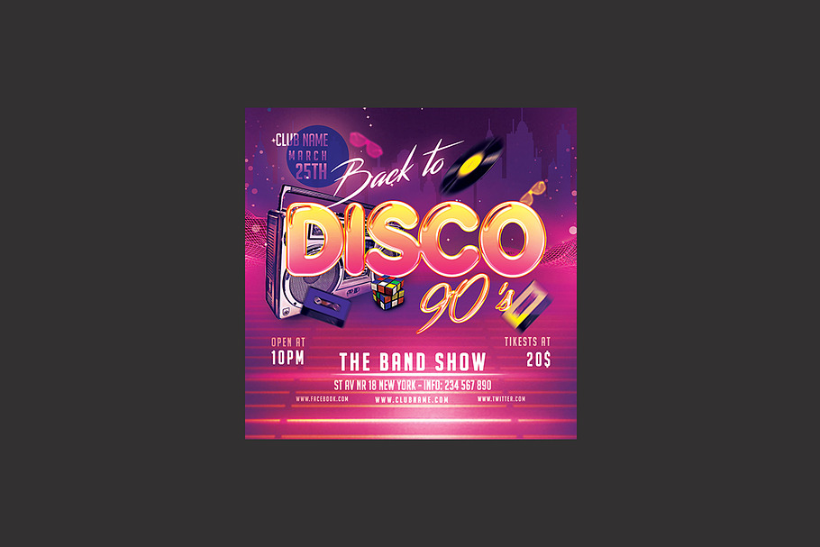 Disco 90's Party Flyer in Flyer Templates - product preview 8