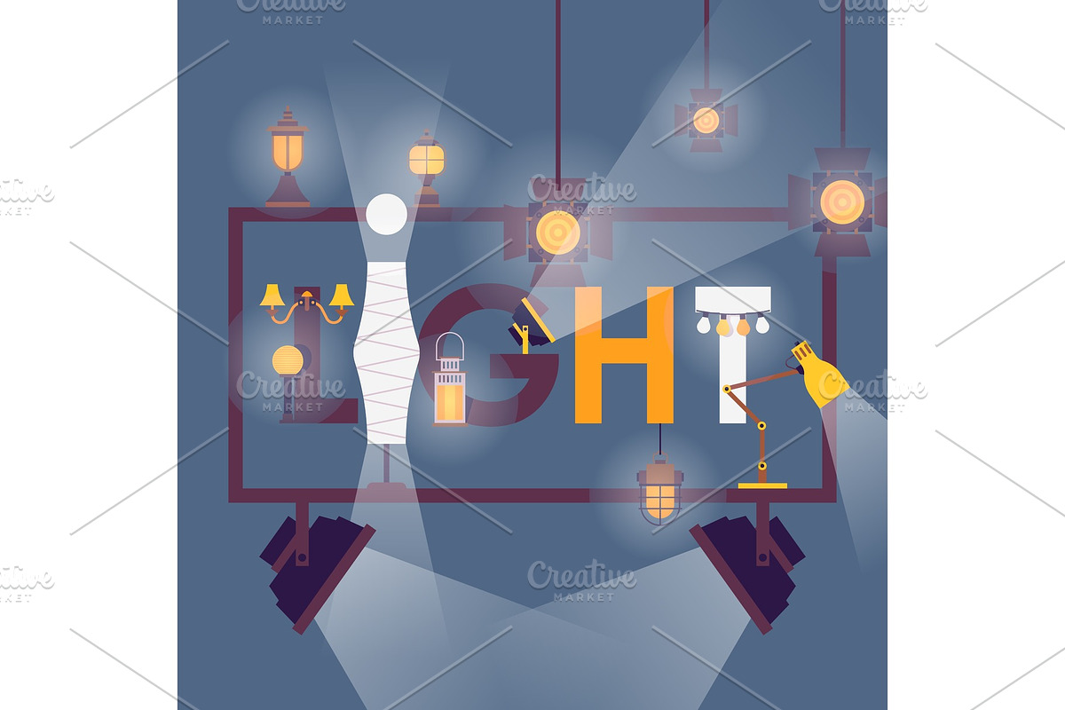 Lighting equipment poster, vector in Objects - product preview 8