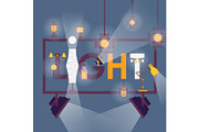 Lighting equipment poster, vector