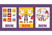 Set of banners with sport clothes