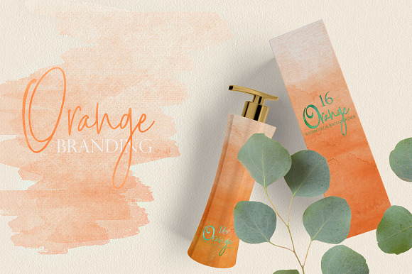 ORANGE WATERCOLOR BACKGROUNDS in Textures - product preview 5