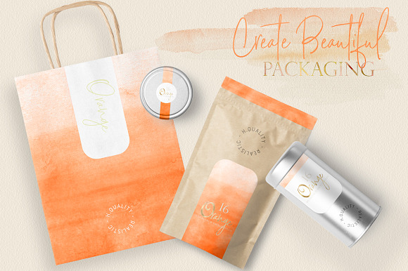 ORANGE WATERCOLOR BACKGROUNDS in Textures - product preview 6