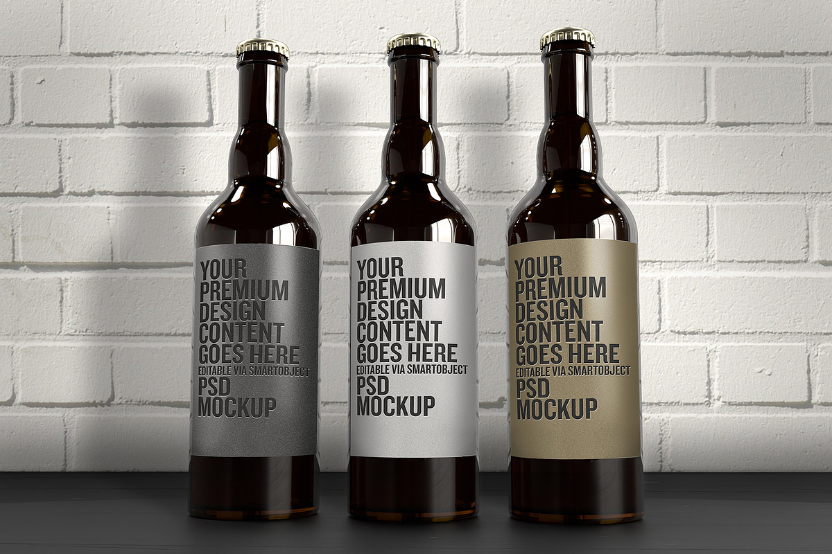 The 3 Beer Bottles Mockup in Branding Mockups - product preview 8