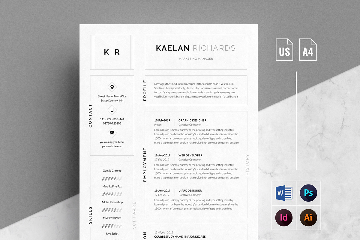 Resume Template Word | Clean Resume in Letter Templates - product preview 8