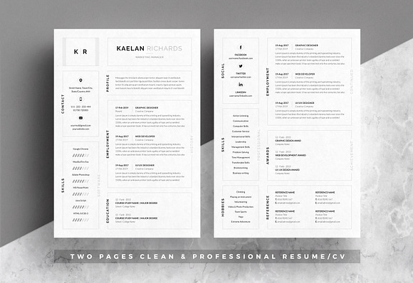 Resume Template Word | Clean Resume in Letter Templates - product preview 1