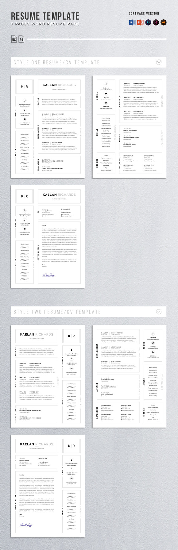 Resume Template Word | Clean Resume in Letter Templates - product preview 3