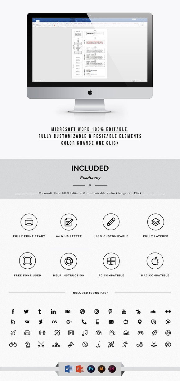 Resume Template Word | Clean Resume in Letter Templates - product preview 4