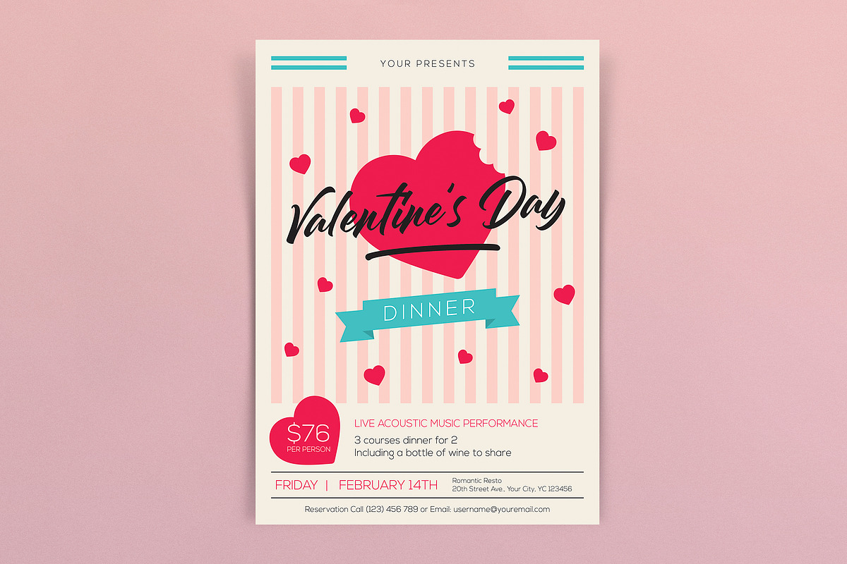 Valentines Day Dinner Flyers in Flyer Templates - product preview 8