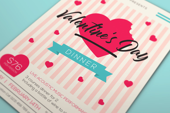 Valentines Day Dinner Flyers in Flyer Templates - product preview 1